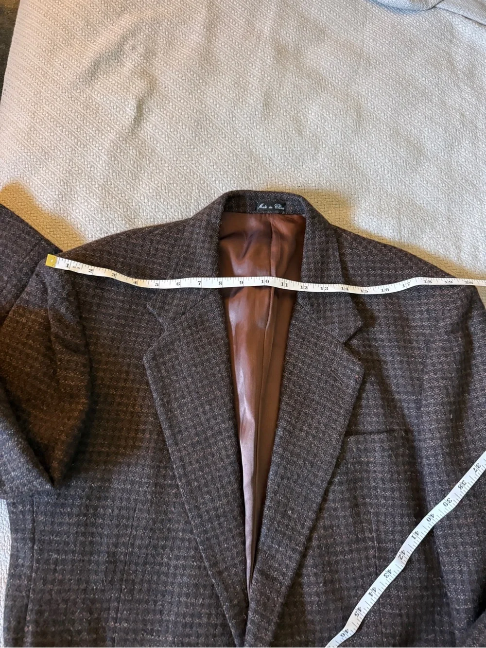 Vintage Guy Laroche Fleck Brown Black Fleck Tweed Sport Coat Jacket Blazer 40L